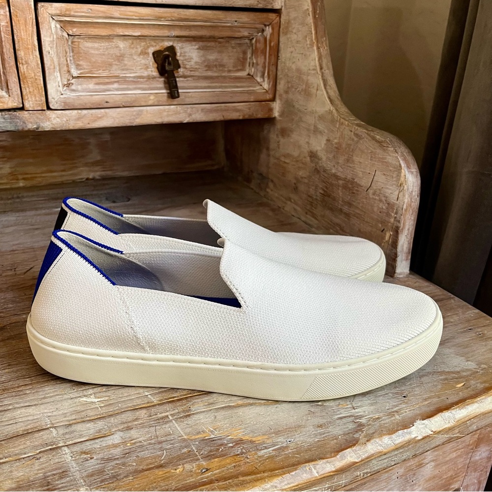 🤍💙 Rothy's The Original Sneaker Bright White Knit Slip On Size 10 Neutral